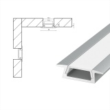 Алюминиевый профиль с экраном для светодиодной ленты (комплект, прямой, ВРЕЗНОЙ, 2000х22х6мм)