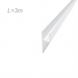 Плинтус-планка h для столешницы (4мм, БЕЛЫЙ матовый, L=3м, алюминий, VE-13)