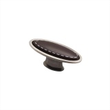 Ручка-кнопка L16 ОВАЛ ГРАФИТ керамика (премиум, коричневая вставка, ВС-К8G)