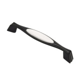 Ручка-скоба L=128 ЧЕРНЫЙ графит керамика (премиум, белая вставка, ВС-85)