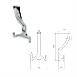 фото 3 -Крючок 3х рожковый ХРОМ (KR 340, скрытый монтаж)