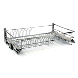 фото 3 -Корзина сушка в НИЖНЮЮ базу 700мм (ДОВОДЧИК СКРЫТЫЙ) с поддоном выдвижная (посудосушитель, KRS06, плоский пруток)