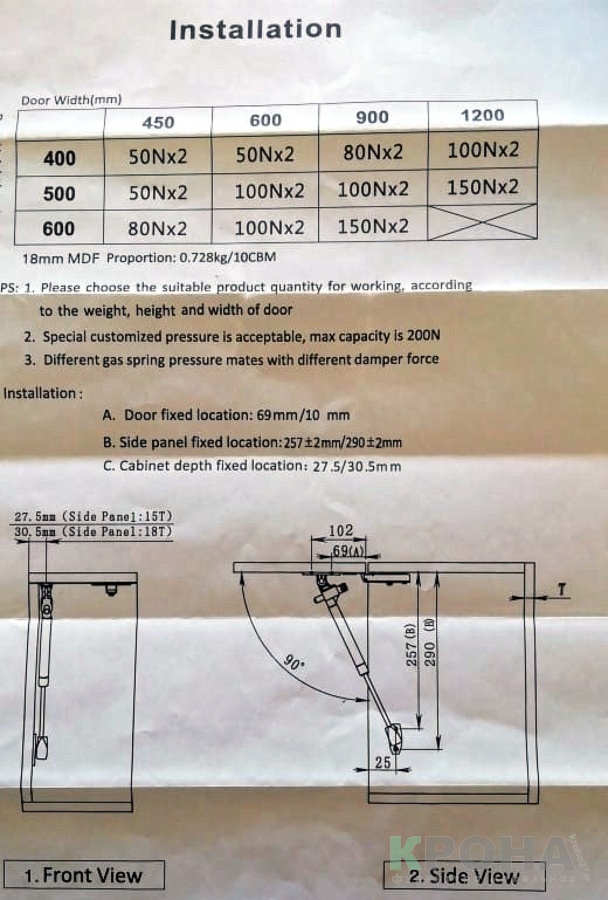 Инструкция по установке мебельного газ-лифта с доводчиком.