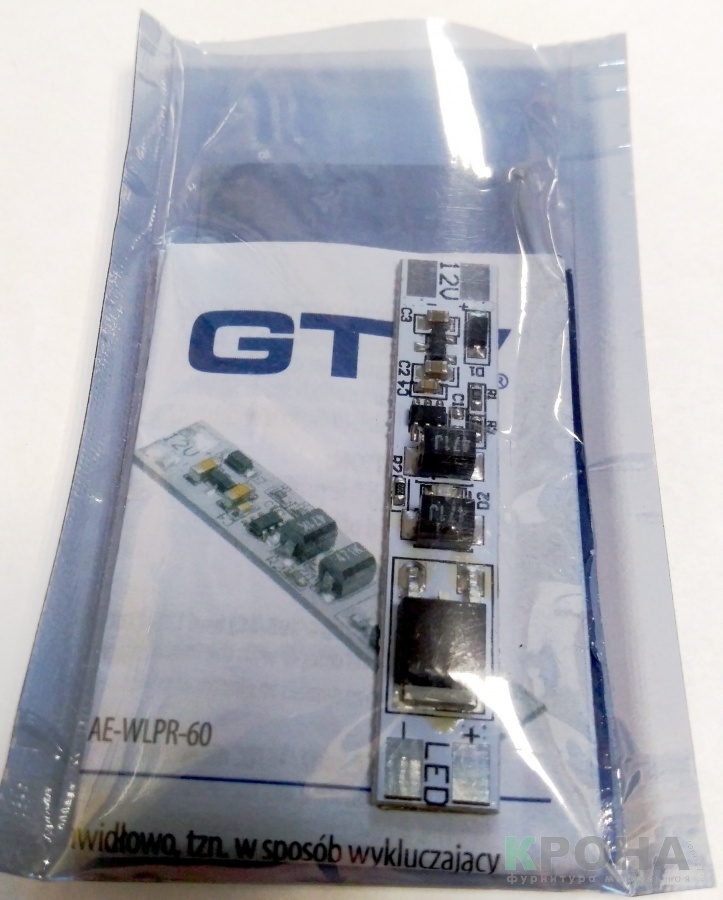 Выключатель (датчик) бесконтактный сенсорный GTV AE-WLPR-60 (чертеж, инструкция)