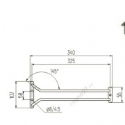 Полка-держатель для бокалов верхнее крепление 107мм (чертеж, размеры)