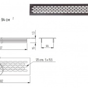 Решетка вентиляционная 60х484мм (чертеж, размеры)