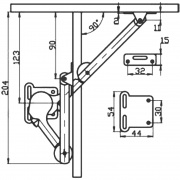 Механизм открывания фасада, тип микролифт, левый+правый (инструкция, чертеж)